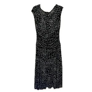 ENFOCUS STUDIO, Sleeveless, Giraffe Print, Boat Neck Dress, Black/Gray, Size 6